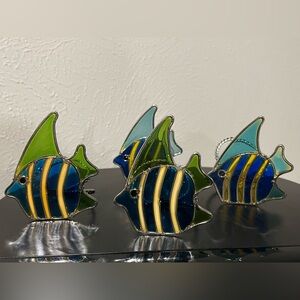 Stained Glass Fish napkin ring- Blue and Green